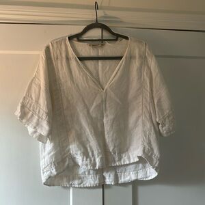 Zara basic white linen top - medium